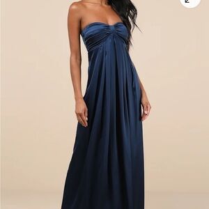 Lulu's Midnight Blue Strapless Gown